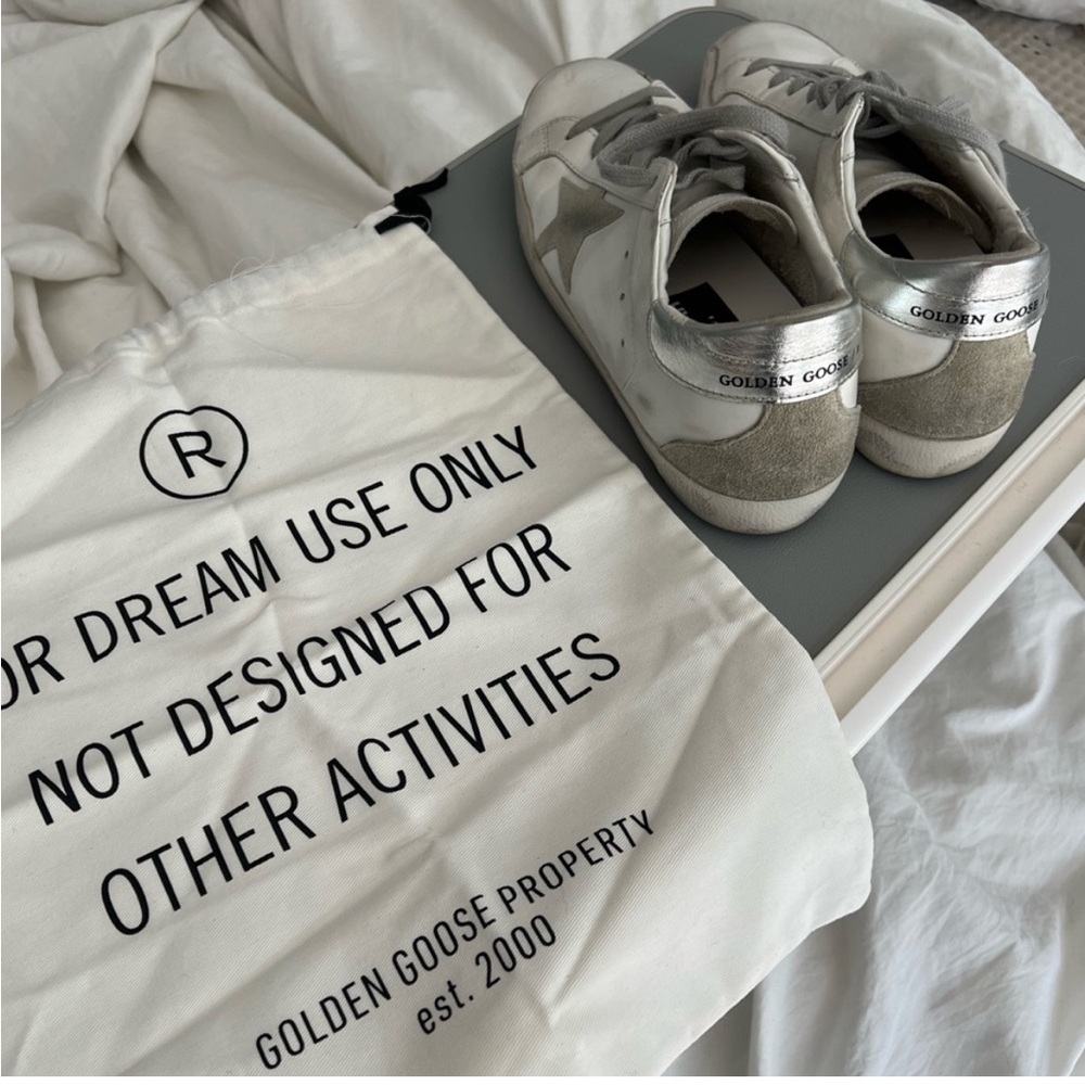 Golden Goose Cream and Gray Sneakers